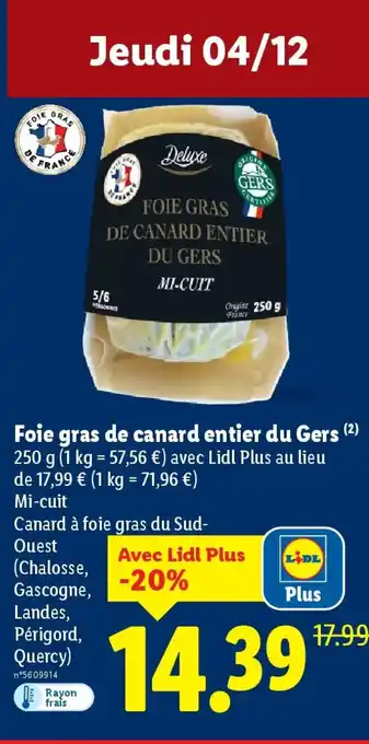 Lidl DELUXE Foie gras de canard entier du Gers offre