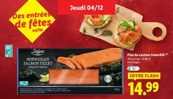Lidl DELUXE Filet de saumon fumé ASC offre