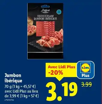 Lidl DELUXE Jambon ibérique offre