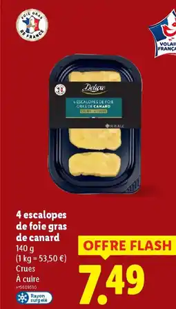 Lidl DELUXE 4 escalopes de foie gras de canard offre
