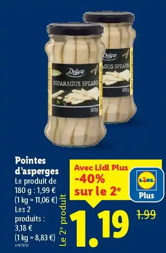 Lidl DELUXE Pointes d'asperges offre
