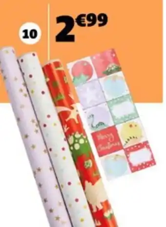 Gifi Kit 3 rouleaux de papier cadeau et 20 stickers offre