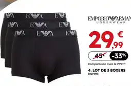 Sport 2000 Emporio armani lot de 3 boxers homme offre