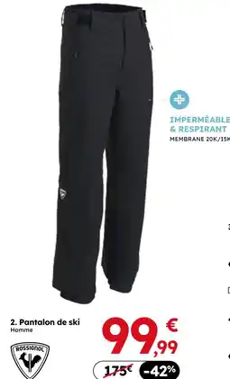 Sport 2000 Rossignol pantalon de ski homme offre