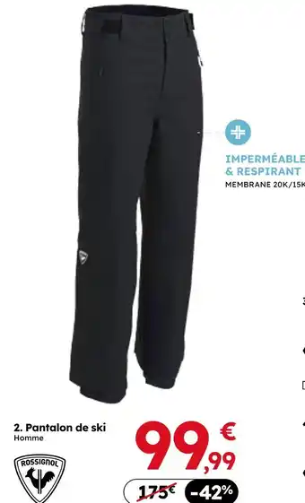 Sport 2000 Rossignol pantalon de ski homme offre