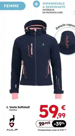 Sport 2000 Aulp veste softshell femme offre