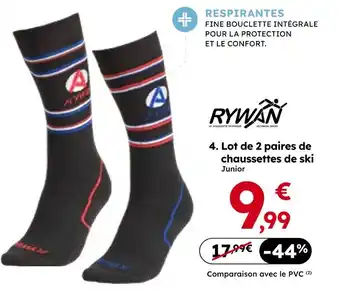 Sport 2000 Rywan lot de 2 paires de chaussettes de ski junior offre