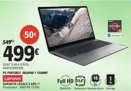 E.Leclerc Pc portable ideapad 1 15amn7 offre