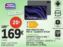 E.Leclerc Pack tablette fold pro 12+ clavier et stylet offre