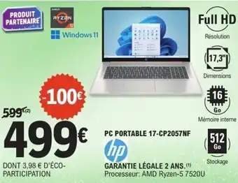 E.Leclerc Pc portable 17-cp2057nf offre