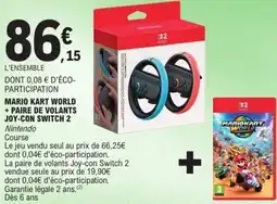 E.Leclerc Mario kart world + paire de volants joy-con switch 2 offre