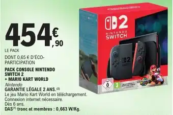 E.Leclerc Pack console nintendo switch 2 + mario kart world offre
