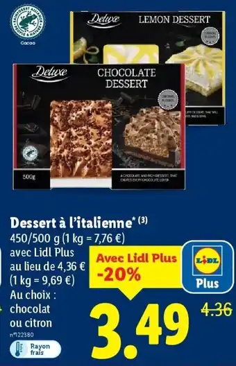 Lidl DELUXE Dessert à l'italienne offre