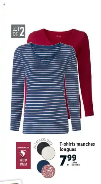 Lidl T-shirts manches longues offre