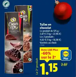 Lidl Tuiles en chocolat offre