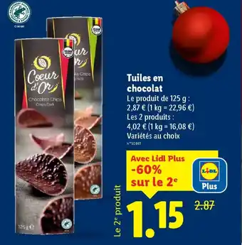 Lidl Tuiles en chocolat offre