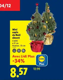 Lidl Mini sapin de Noël décoré offre