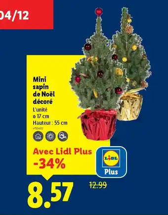 Lidl Mini sapin de Noël décoré offre