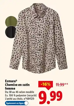 Lidl ESMARA Chemise en satin femme offre