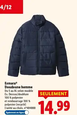 Lidl ESMARA Doudoune homme offre