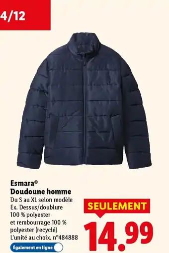 Lidl ESMARA Doudoune homme offre