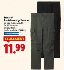 Lidl ESMARA Pantalon cargo homme offre