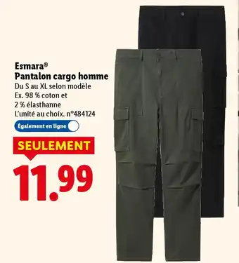 Lidl ESMARA Pantalon cargo homme offre