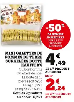 Super U Kauffer's mini galettes de pommes de terre surgelées botte offre