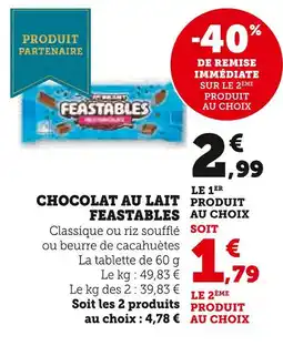 Super U Feastables chocolat au lait classique offre