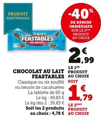 Super U Feastables chocolat au lait classique offre