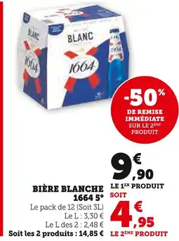 Super U 1664 bière blanche 5° offre