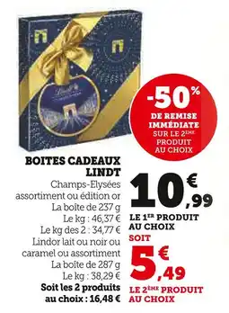 U Express Lindt boites cadeaux offre