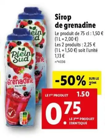 Lidl Sirop de grenadine offre