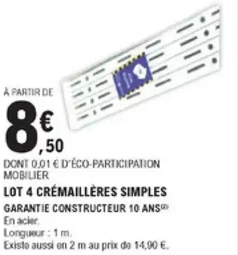E.Leclerc Brico Lot 4 crémaillères simples offre