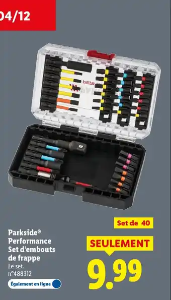 Lidl PARKSIDE Performance Set d'embouts de frappe offre