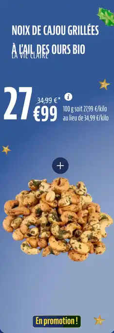 La Vie Claire Noix de cajou grillées à l'ail des ours bio offre