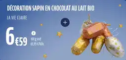 La Vie Claire Décoration sapin en chocolat au lait bio offre