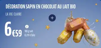 La Vie Claire Décoration sapin en chocolat au lait bio offre