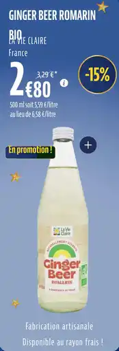La Vie Claire Ginger beer romarin bio offre