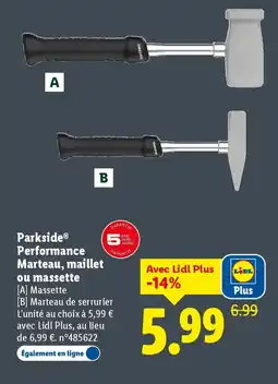 Lidl PARKSIDE Performance Marteau, maillet ou massette offre