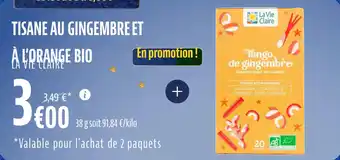 La Vie Claire Tisane au gingembre et à l'orange bio offre