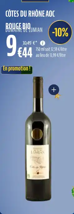 La Vie Claire Côtes du rhône aoc rouge bio offre