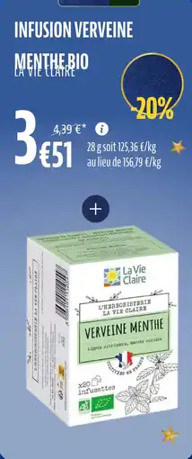 La Vie Claire Infusion verveine menthe bio offre