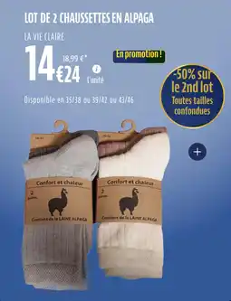 La Vie Claire Lot de 2 chaussettes en alpaga offre