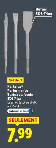 Lidl PARKSIDE Performance Burins ou forets SDS Plus offre