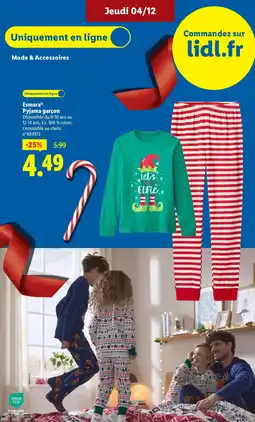 Lidl ESMARA Pyjama garçon offre