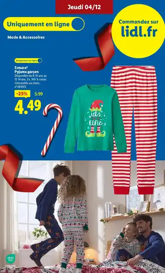 Lidl ESMARA Pyjama garçon offre