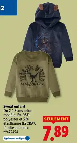 Lidl Sweat enfant offre