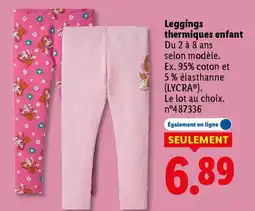 Lidl Leggings thermiques enfant offre