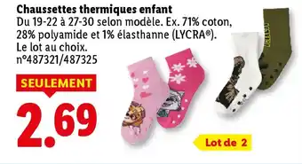Lidl Chaussettes thermiques enfant offre